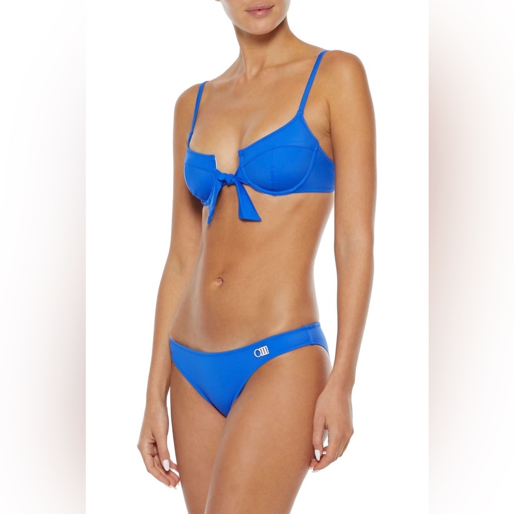 NWT Solid & Striped Zoey Logo Appliquéd Low-Rise Bikini Bottoms in Cobalt Blue